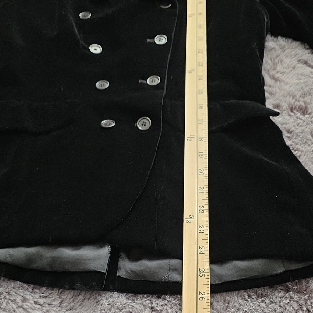 Vintage Ralph Lauren Purple Black Velvet Double Breasted Fitted Blazer Small 10 - Picture 9 of 15
